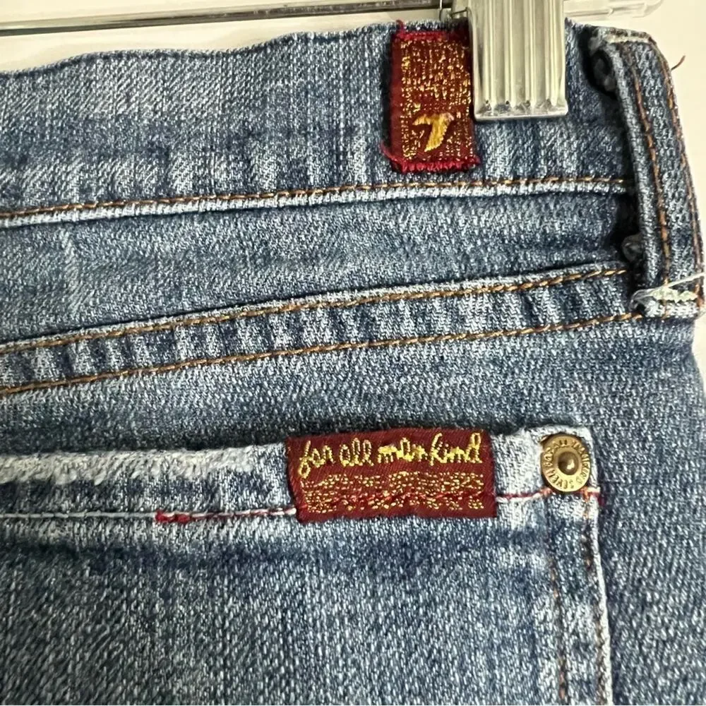 7 For All Mankind Girls Medium Wash Gem Pocket Bootcut Jeans- Size 26